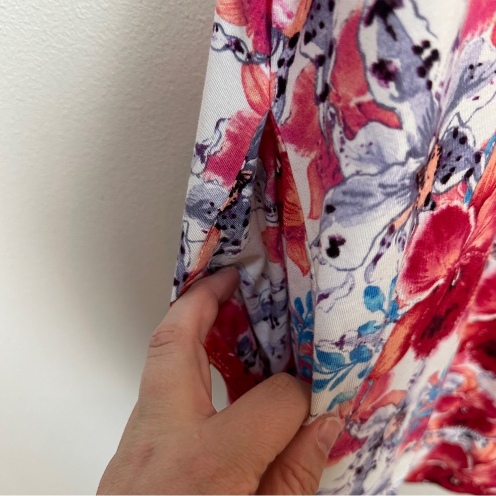 Soft Surroundings Nightgown Floral Sleep Lounge Bamboo Red White Women’s Sz 1X - Picture 4 of 5